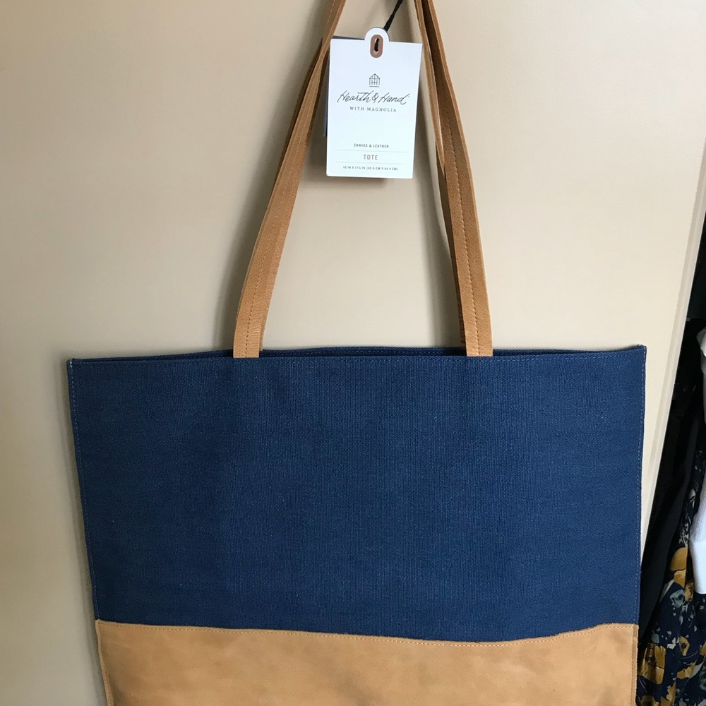 Heath and Hand With Magnolia Leather Tote Bag NAVY